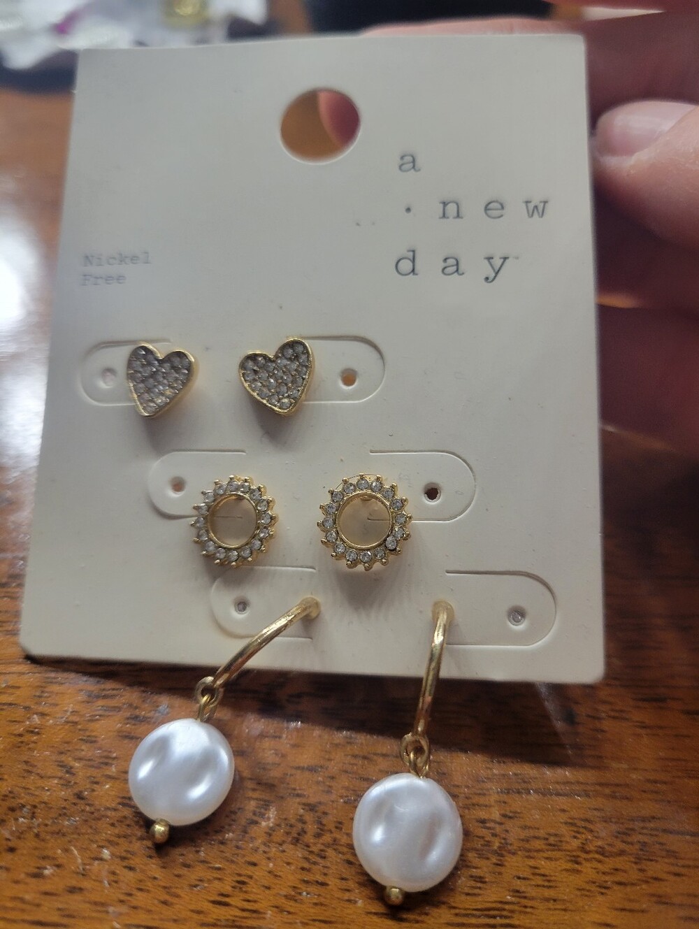 a new day Gold-Tone Pearl & Crystal Earring Set - White and Gold